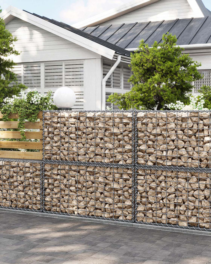 Stone Basket Garden Fence