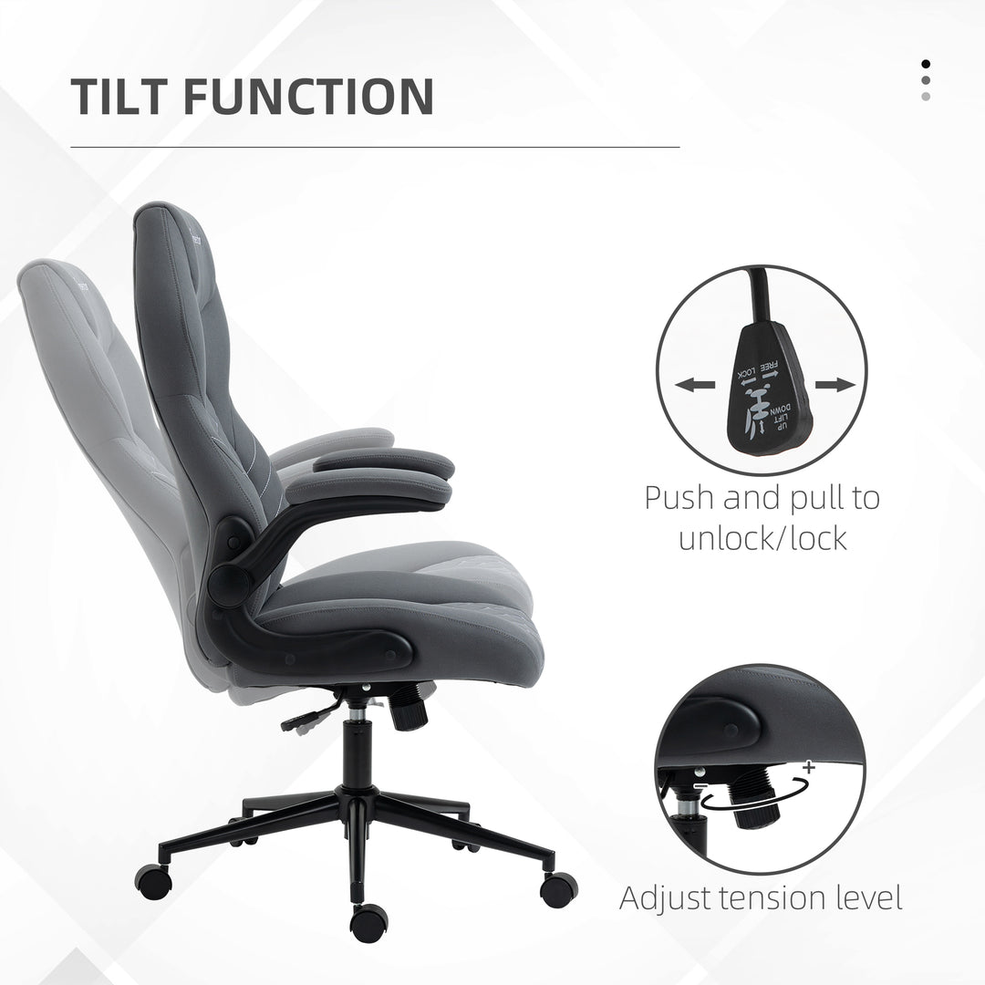 Office Chair w/ Flip Up Armrests, Swivel Seat Dark Grey