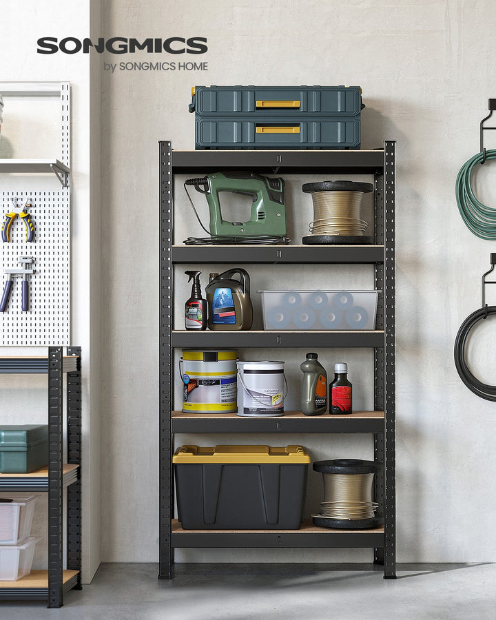 5-Tier Shelving Unit with 650 kg Capacity Black
