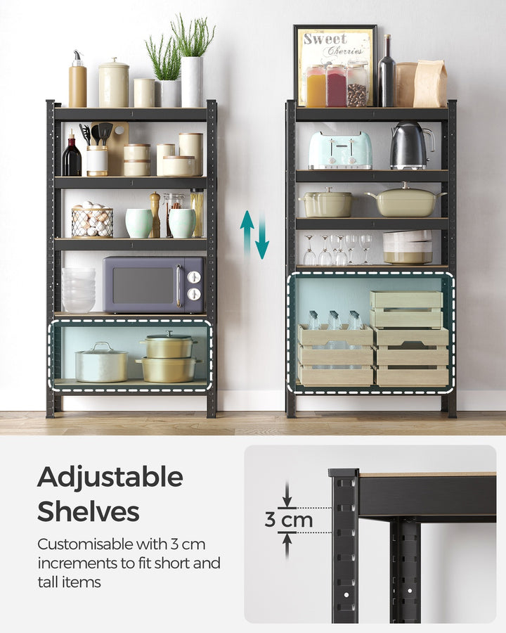 5-Tier Shelving Unit with 650 kg Capacity Black