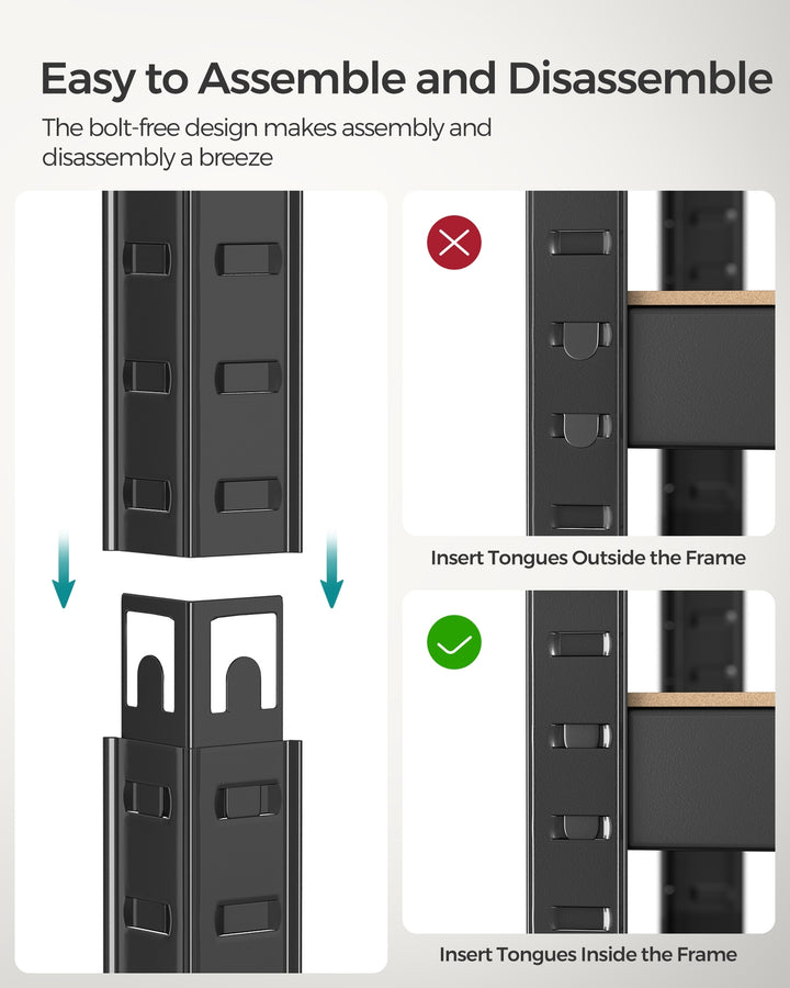 5-Tier Shelving Unit with 650 kg Capacity Black