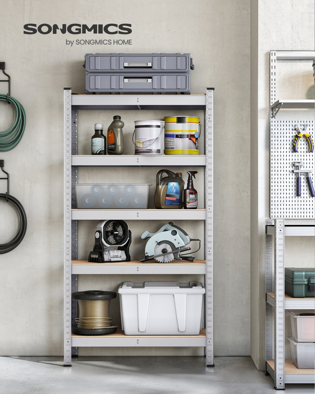 5-Tier Shelving Unit with 650 kg Capacity Silver