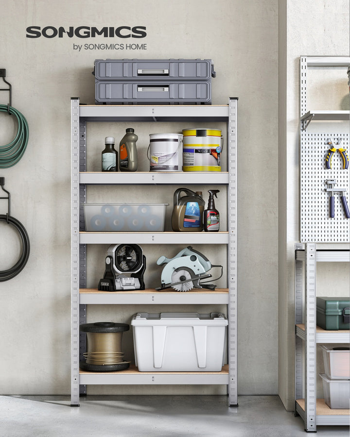 5-Tier Shelving Unit with 650 kg Capacity Silver