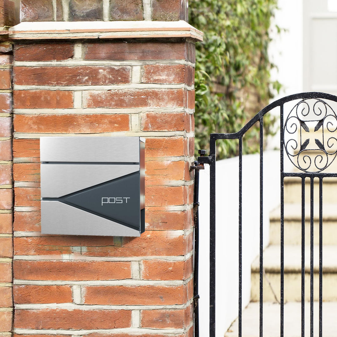 Modern Mailbox Anthracite Grey and Silver