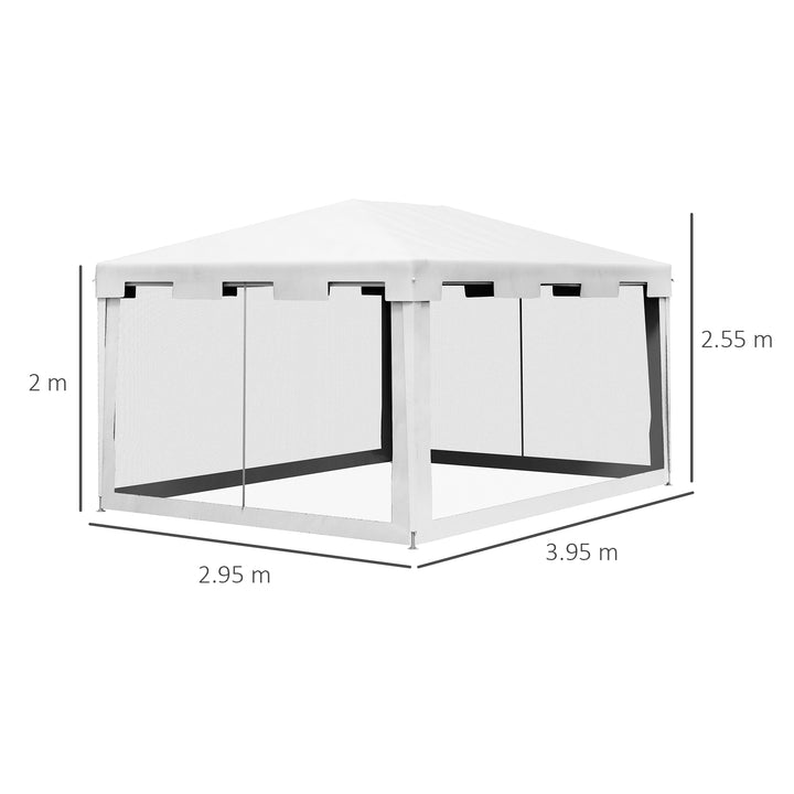 4x3 m Waterproof Gazebo W/Mesh Sides-White/Black