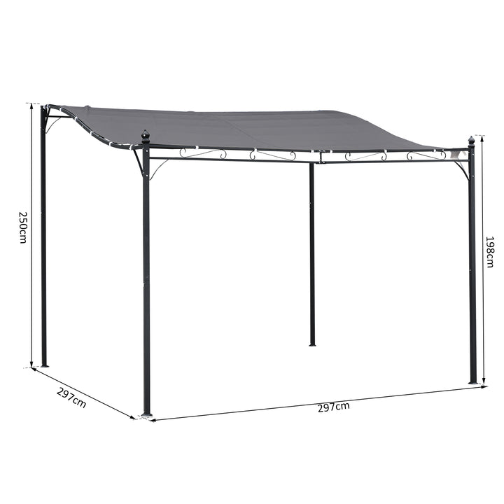 Garden Gazebo Awning 3x3m Freestanding Metal Wall Awning Canopy Grey