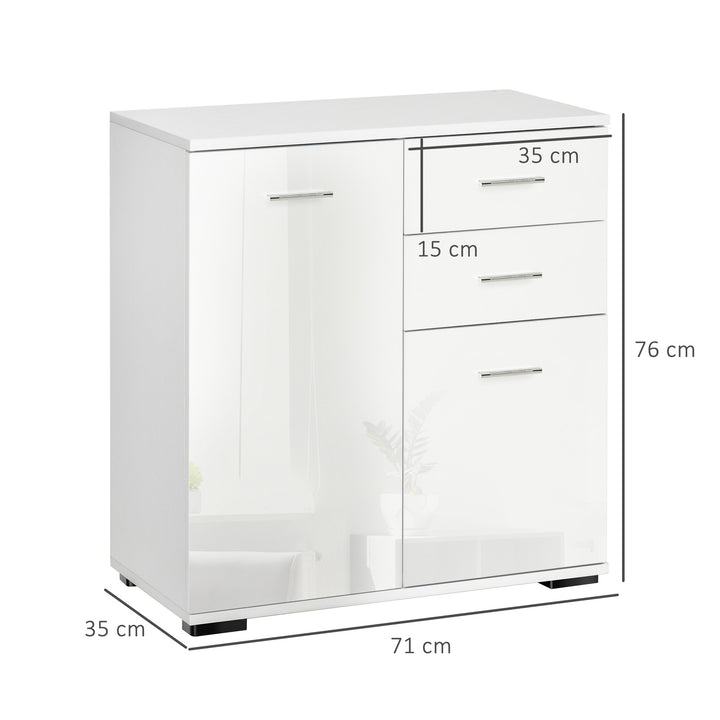 High Gloss Side Cabinet, size 71x35x76 cm-White