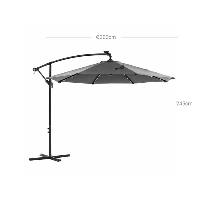Grey Parasol Umbrella with LED Lights