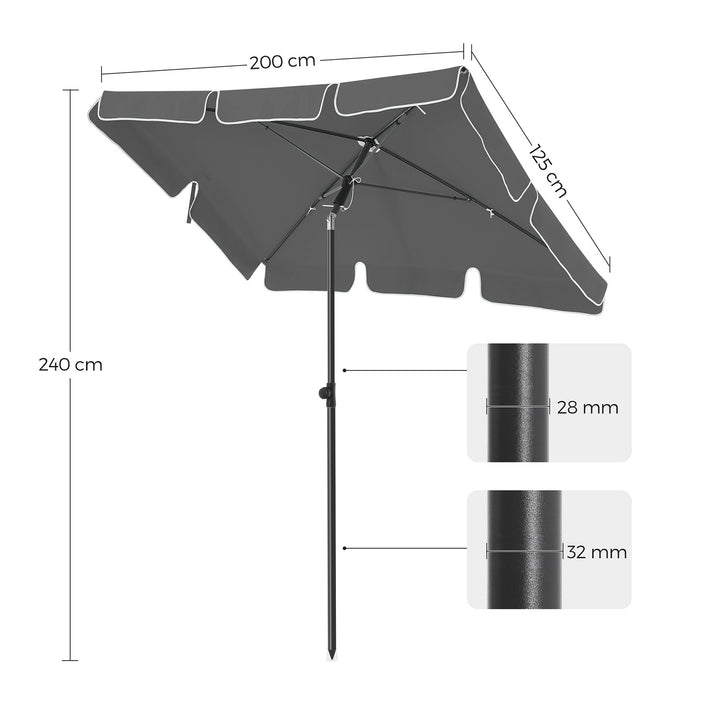 Grey Adjustable Rectangular Parasol Umbrella