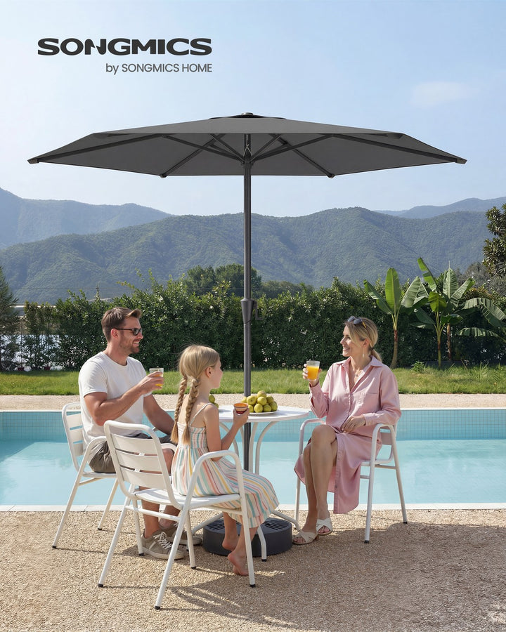 2.7 m Garden Parasol Umbrella Grey