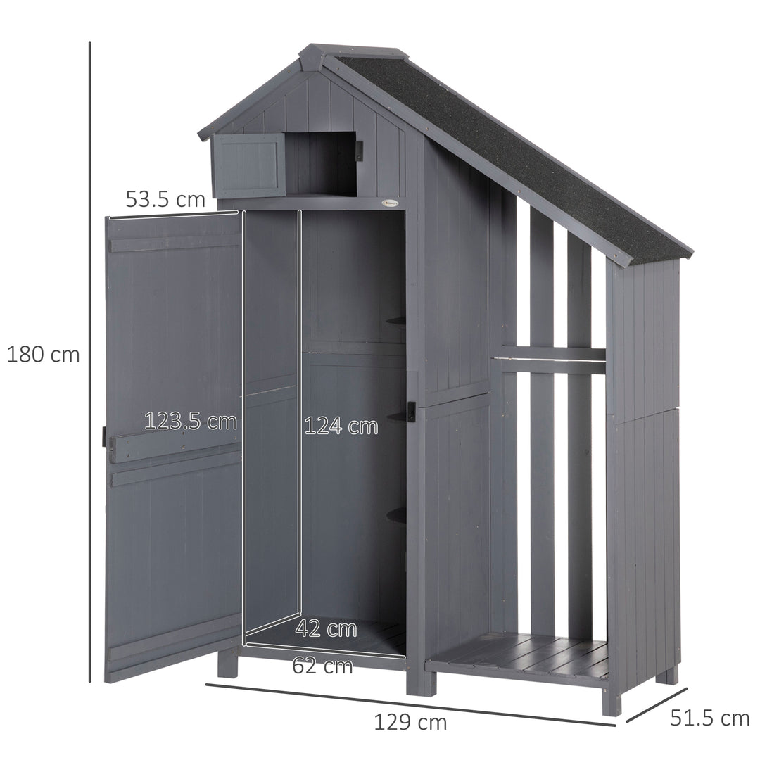 Garden Outdoor Storage Shed w/ 3 Shelves and Tilt Roof-Grey