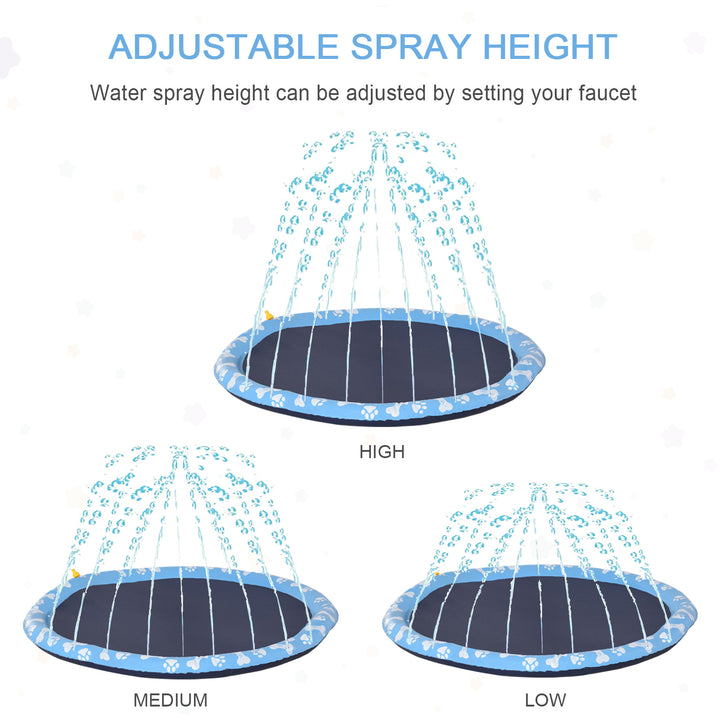 170cm Splash Pad Sprinkler for Pets Dog Bath Pool Water Game Mat Toy Non-slip Outdoor Backyard, Blue