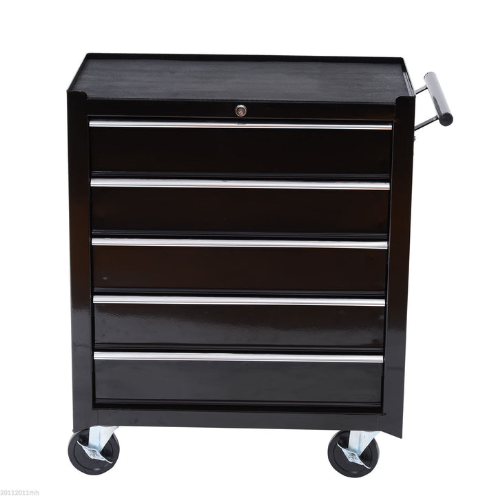 Cold Rolled Steel 5-Drawer Rolling Tool Storage Cabinet Tool Chest Black