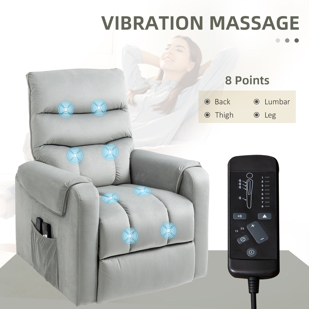 Vibration Massage Chair, Electric Power Lift Recliner with Remote Control-Grey