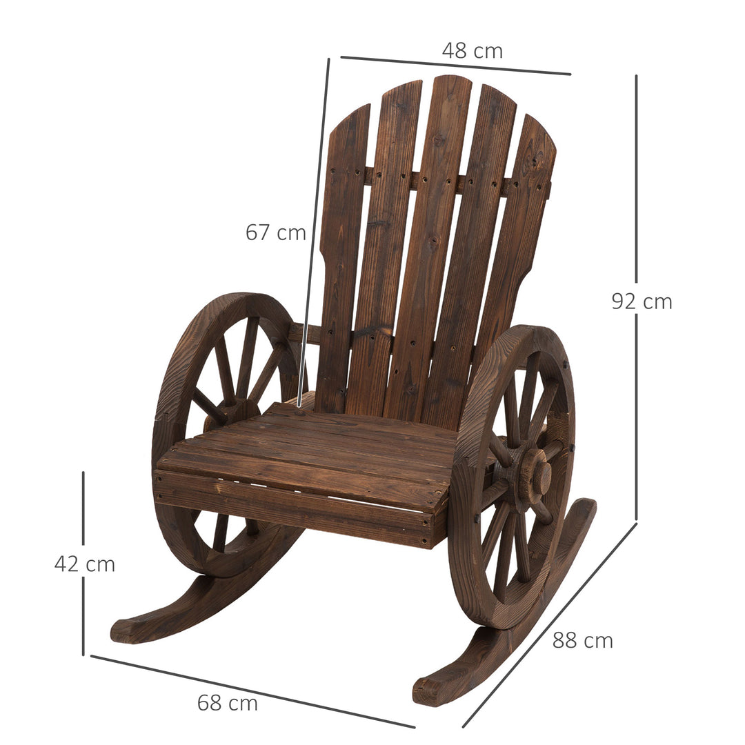 Wooden Adirondack  Rocking Chair Reclining Armchair Outdoor Garden Furniture Patio Porch Rocker - Carbonized Wood Colour