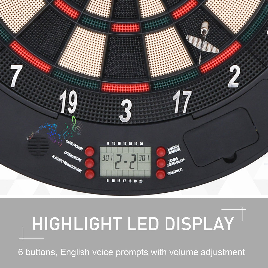 Electronic Dartboard Set 26 Games and 185 Variations with 6 Darts and Cabinet to Storage