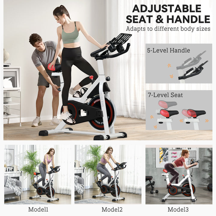 HOMCOM Upright Exercise Bike Indoor Training Cycling Machine Stationary Workout Bicycle with Adjustable Resistance Seat Handlebar LCD Display