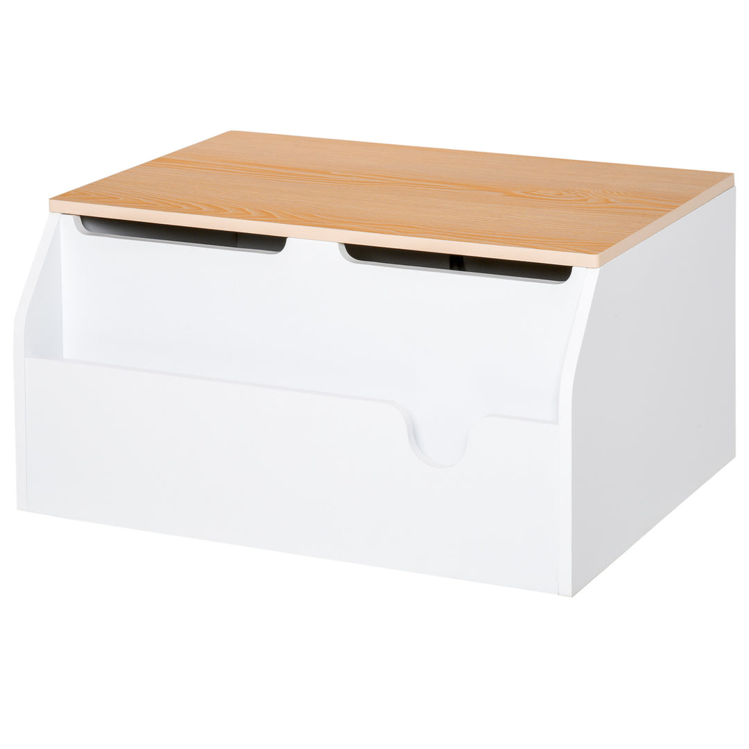 Wooden Kids Children Toy Box Storage Chest Organizer Book Slot Safety Hinge Playroom Furniture White