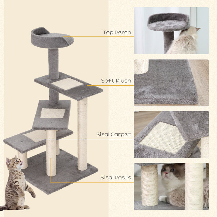 Cat Tower Kitten Scratch Scratching Scratcher Sisal Post Climbing Tower Activity Centre Grey