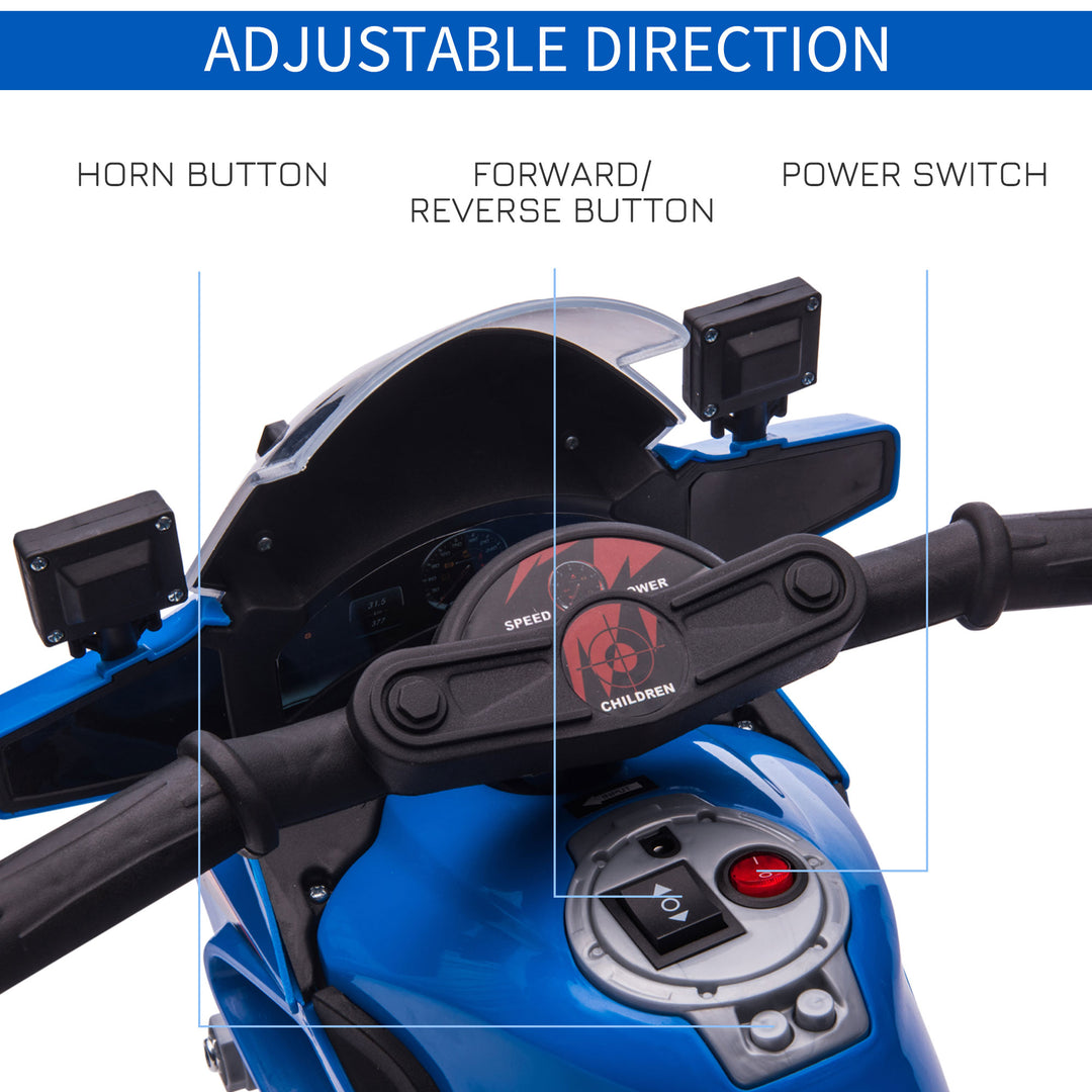 Kids 6V Electric Ride On Motorcycle Police Car Toy for 18 - 36 months Blue