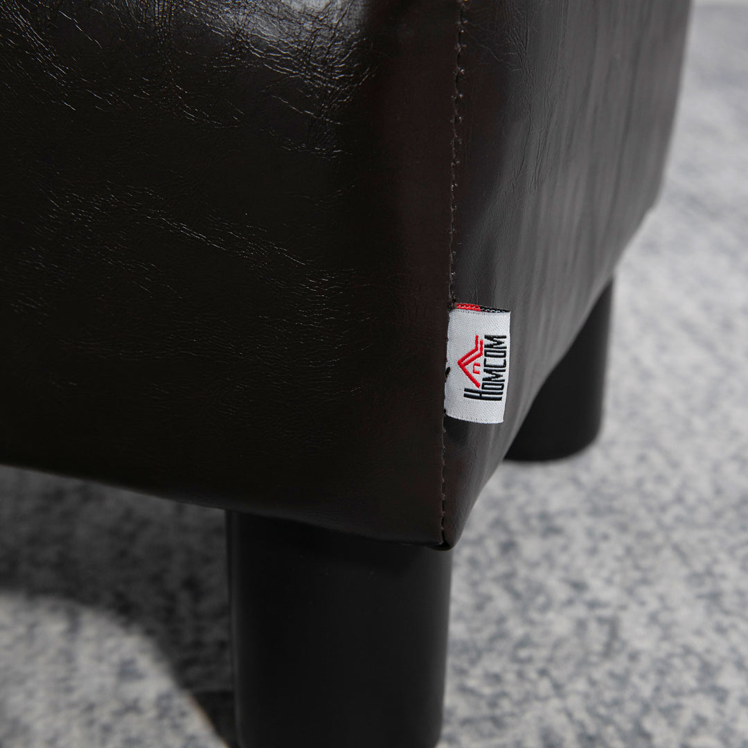 PU Faux Leather Footstool Ottoman Cube w/ 4 Plastic Legs Black