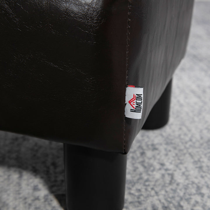PU Faux Leather Footstool Ottoman Cube w/ 4 Plastic Legs Black