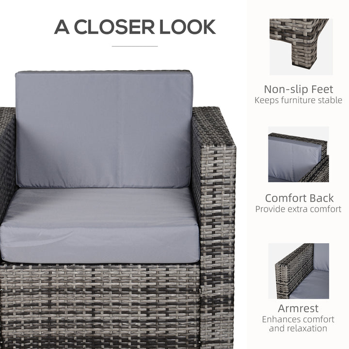 Rattan Garden All-Weather Wicker Single Sofa - Grey