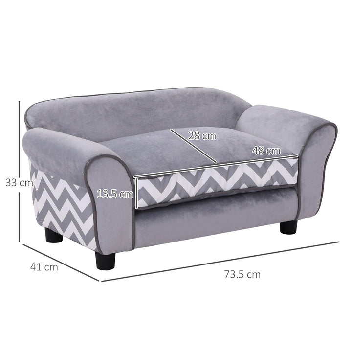 Dog Sofa Bed for XS-Sized Dogs, Cat Sofa with Soft Cushion, Pet Chair Lounge with Washable Cover, Removable Legs, Wooden Frame - Grey