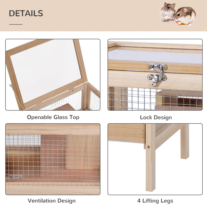 Hamster Cage Rodent Mouse Pet Small Animal Kit Large Wooden hut Box Double Layers Easy Clean 46 x 34 x 48 cm