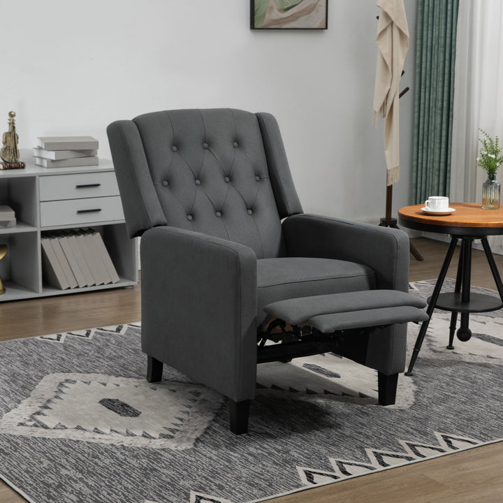 Recliner Chair, Button Tufted Cloth Deep Grey