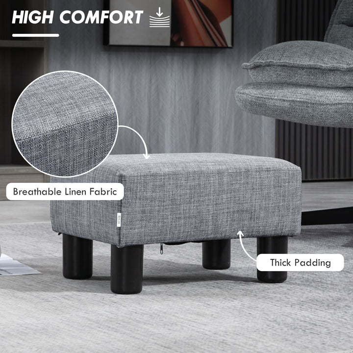 Linen Fabric Footstool Footrest Small Seat Foot Rest Chair Ottoman Light Home Office with Legs 40 x 30 x 24cm Grey
