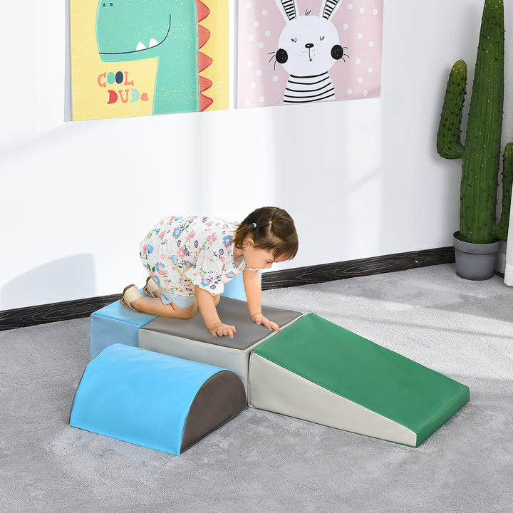 Kids 5-Piece PU Soft Climb & Crawl Playset Blue/Green