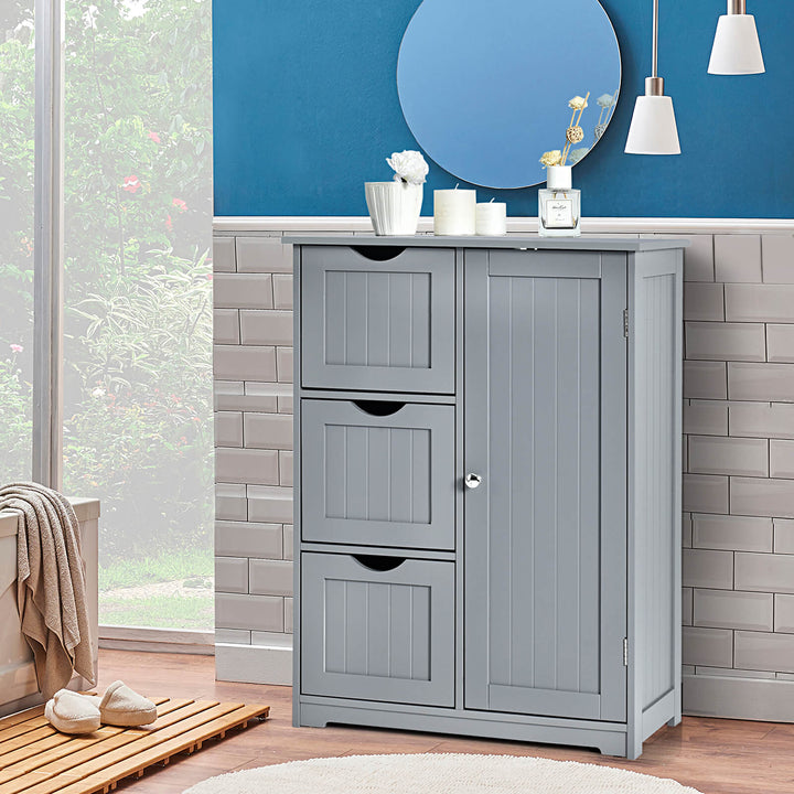 Freestanding Bathroom Cabinet with 3 Drawers-Grey