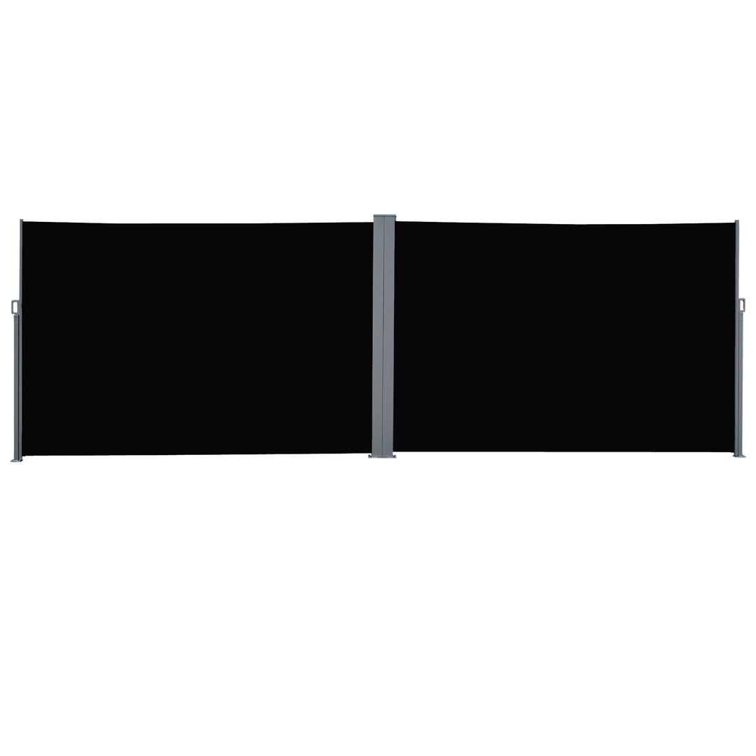 6 x 2m Retractable Sun Side Awning Screen Fence Patio Garden Wall Balcony Screening Panel Outdoor Blind Privacy Divider – Black
