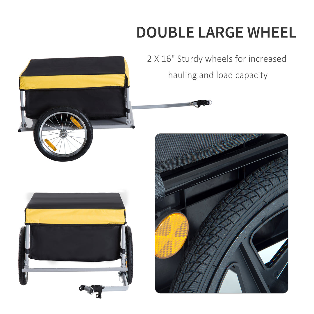 Steel Frame Bike Cargo Trailer Storage Cart and Luggage Trailer with Hitch Yellow