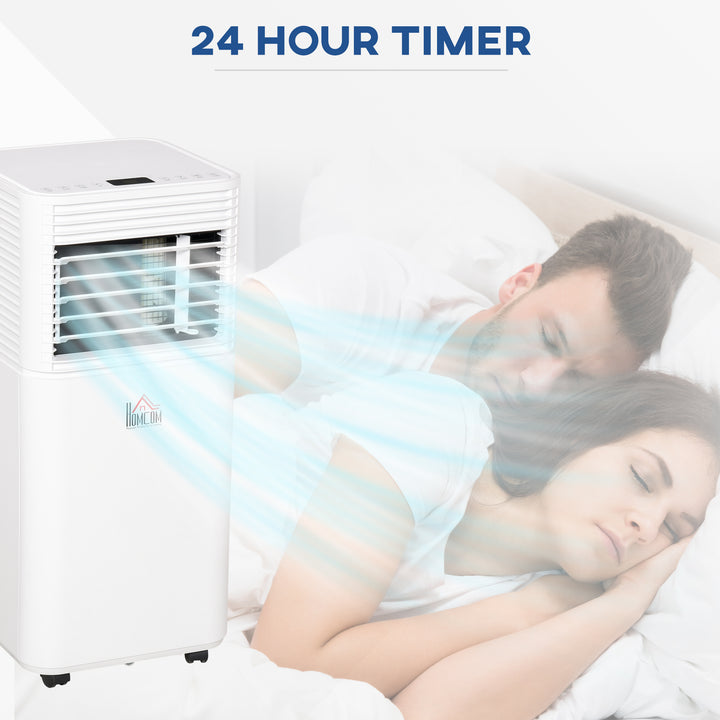 HOMCOM 9000 BTU 4-In-1 Compact Portable Mobile Air Conditioner Unit Cooling Dehumidifying Ventilating w/ Fan Remote LED 24 Hr Timer Auto Shut-Down