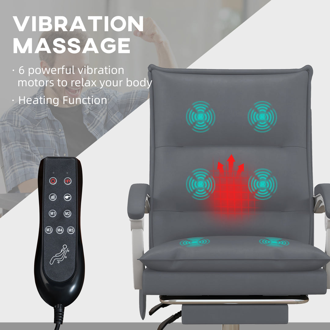 Vinsetto Vibration Massage Office Chair with Heat, Faux Leather Computer Chair, Charcoal Grey