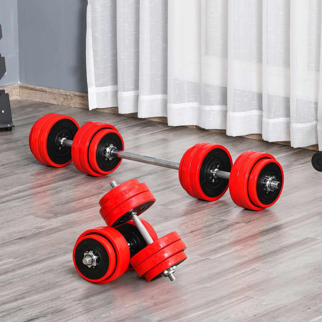 30KGS Two-In-One Dumbbell & Barbell Adjustable Set Strength Muscle Exercise Fitness Plate Bar Clamp Rod Home Gym Sports Area