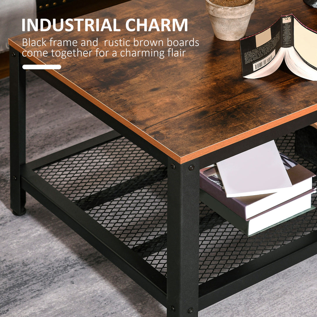 Coffee Table Industrial Site table Living Room Storage Shelf Metal Frame Two-tone Modern Organiser