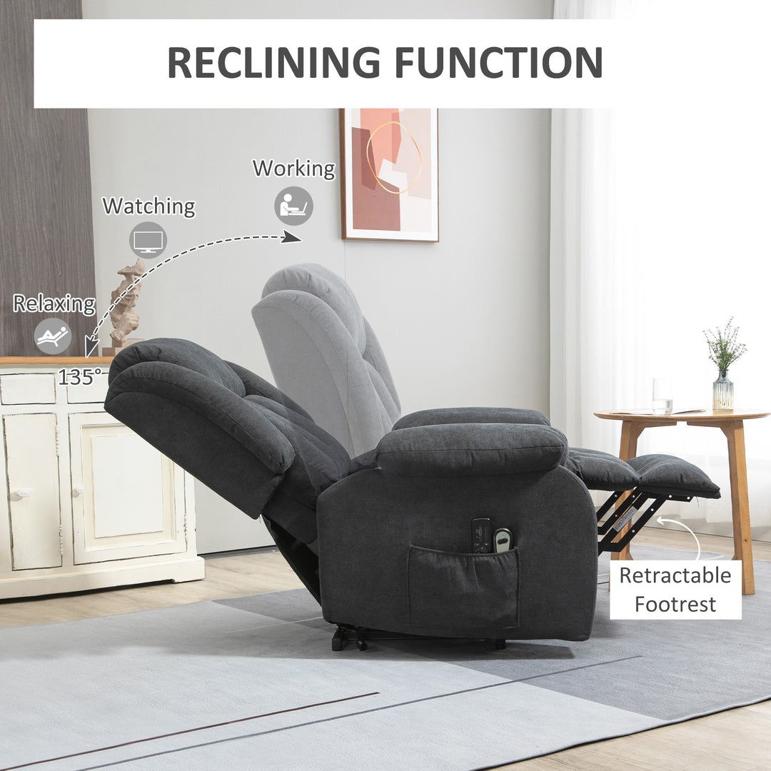 Oversized Riser and Recliner Chairs for the Elderly, Heavy Duty Fabric Upholstered Lift Chair for Living Room with Remote Control, Side Pocket, Dark Grey