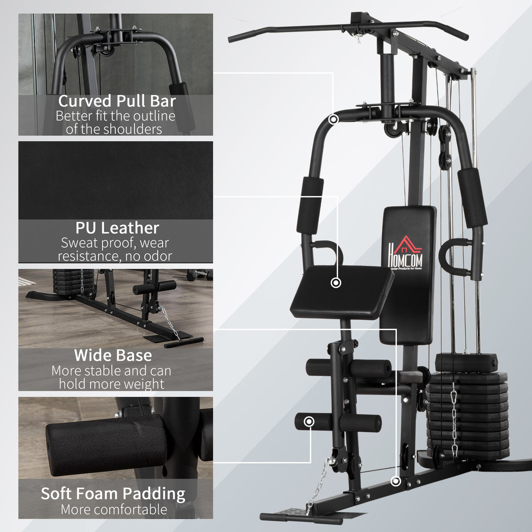 Multi-Exercise Gym Station, with 45kg Weight Stack, for Full Body Workout