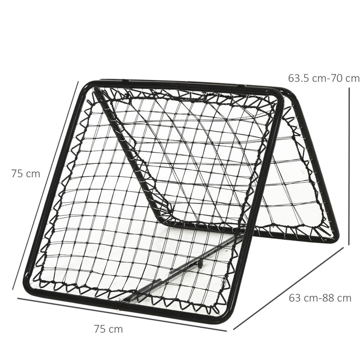 Angle Adjustable Double Sided Rebounder Net Training Aid Target Soccer Goal Kickback For Football, Baseball, Basketball - 75L x 75W cm