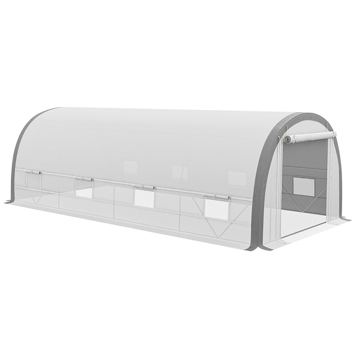 Polytunnel Greenhouse w/ Upgraded Structure, 15 Plant Labels-White