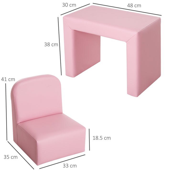 2 In 1 Toddler Sofa Chair,  48 x 44 x 41 cm, for Game Relax Playroom, Pink