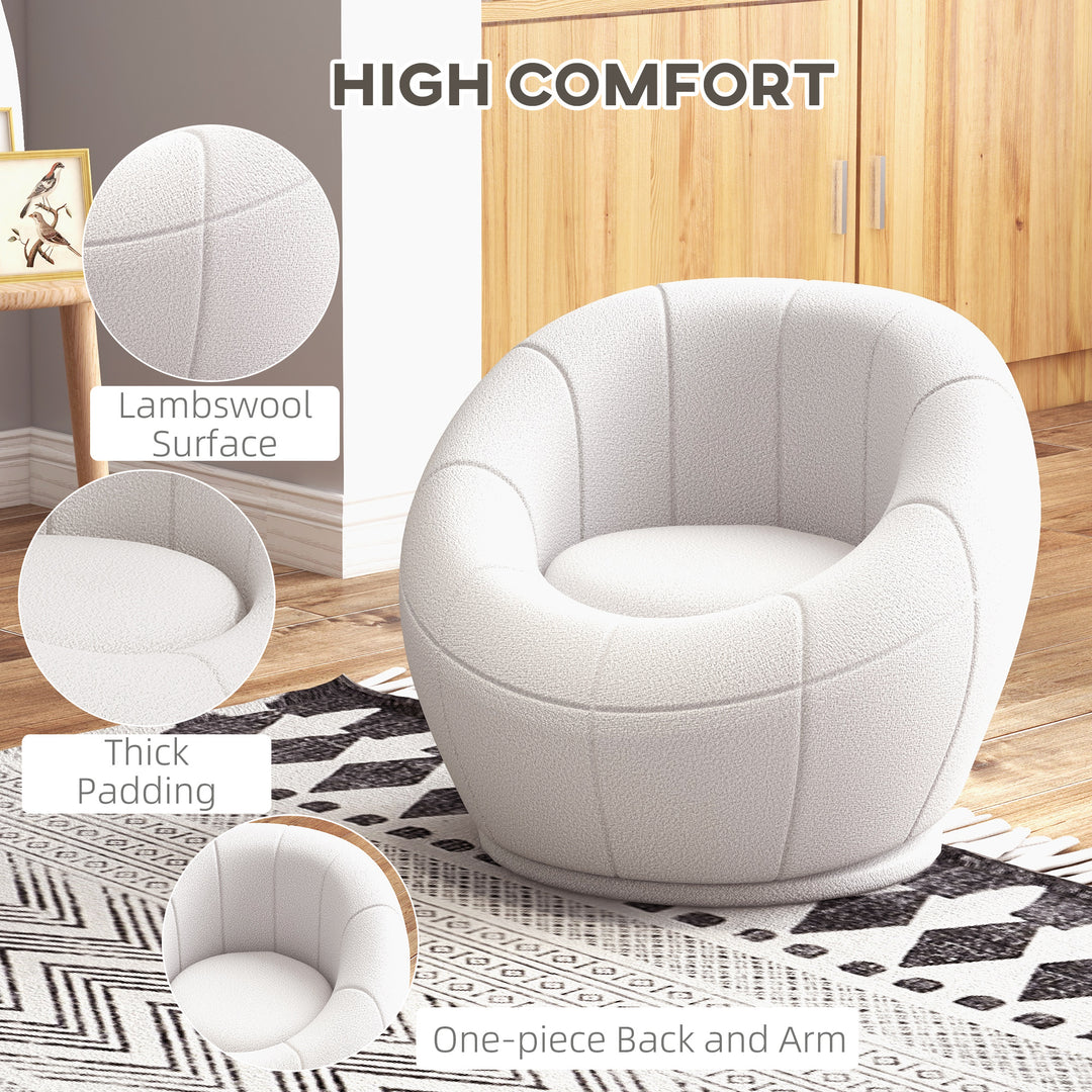 Modern Accent Chair, Swivel Upholstered Armchair for Living Room, Bedroom, Home Office, White