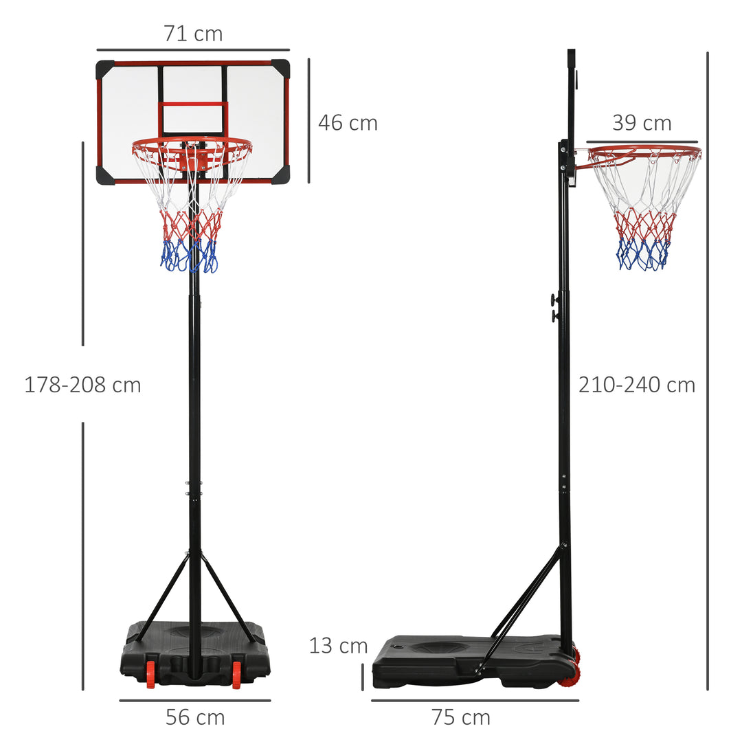 Height Adjustable Basketball Hoop and Stand for Kids with Sturdy Backboard and Weighted Base, Portable on Wheels, 1.8-2m