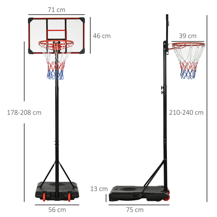 Height Adjustable Basketball Hoop and Stand for Kids with Sturdy Backboard and Weighted Base, Portable on Wheels, 1.8-2m