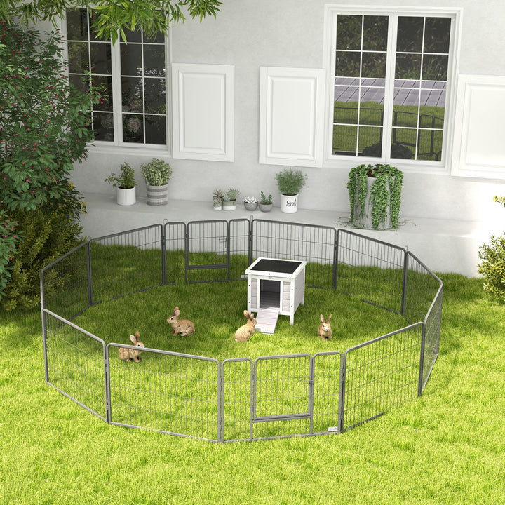 Heavy Duty Pet Playpen, 12 Panels Puppy Foldable Steel Dog Exercise Fence, with 2 Doors Locking Latch, 80 x 60 cm