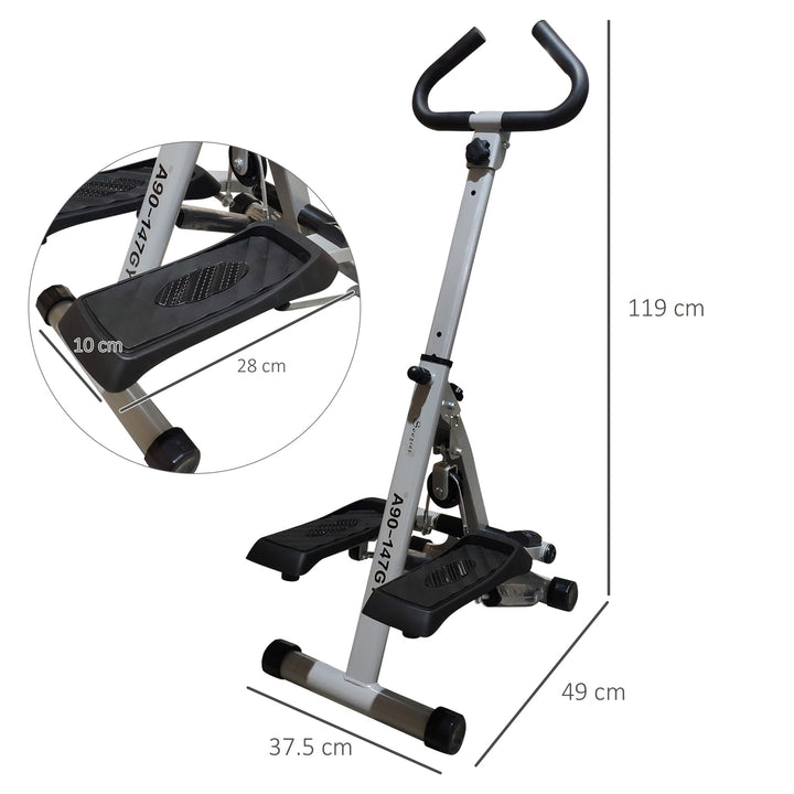 Stepper w/Handle Hand Grip Workout Fitness Machine For Fitness Aerobic Exercise Home Gym Grey