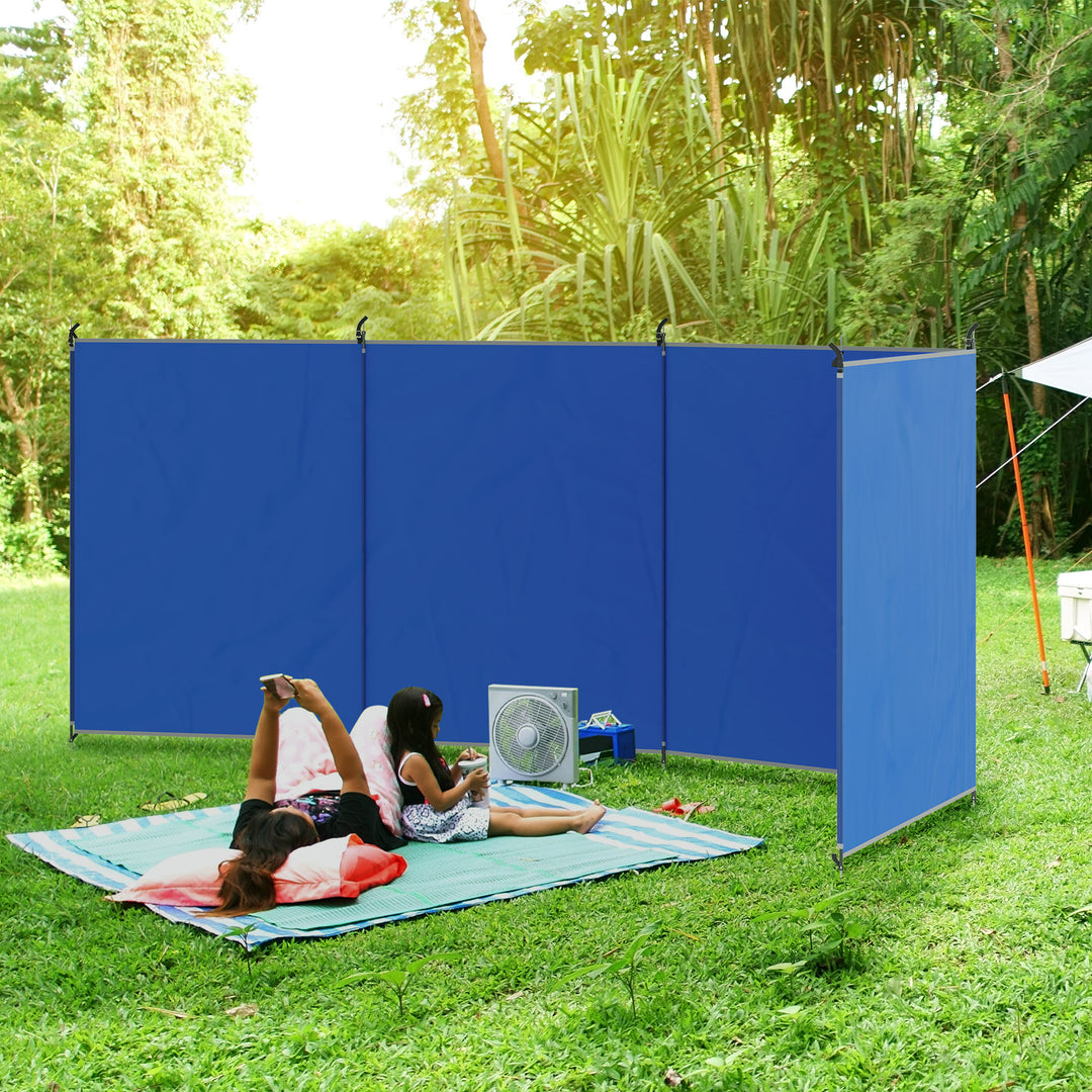 Camping Windbreak with Carry Bag and Steel Poles, Privacy Wall, 450cm x 150cm